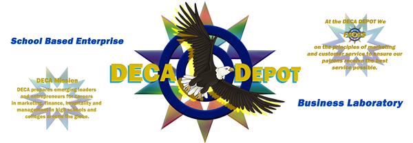 Banner  with the words School Based Enterprise - DECA